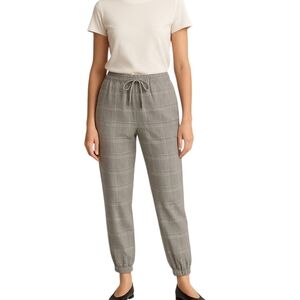 Massimo Dutti Plaid Modal Jogger Pants Elastic Waist Relaxed Fit Size 8